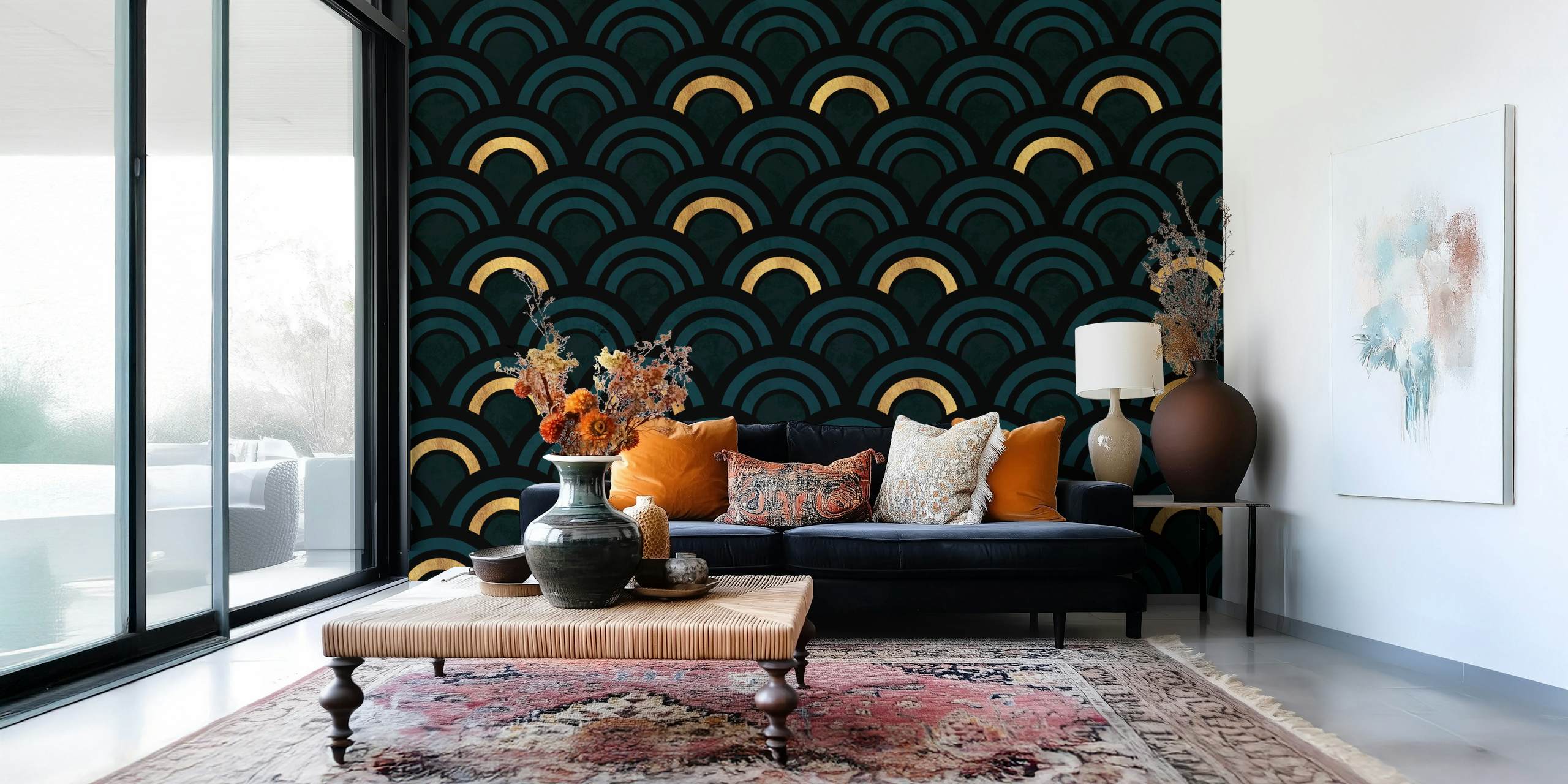 Dark Teal Arch Art Deco